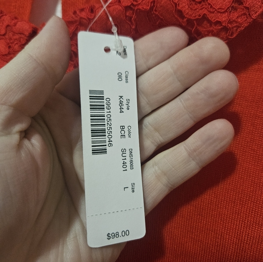 J.Crew Red 100% Merino Wool Lace Collared Sweater L - Picture 3 of 5